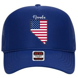 Nevada United States Map High Crown Mesh Back Trucker Hat