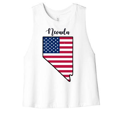 Nevada United States Map Women's Racerback Cropped Tank