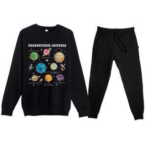 Neurodiverse Universe Space Planet Special Education Teacher Premium Crewneck Sweatsuit Set