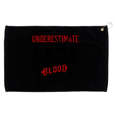 Never Underestimate Sara Family Name Funny Gift Grommeted Golf Towel