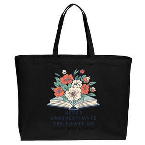 Never Underestimate The Power Of A Girl With A Book Cotton Canvas Jumbo Tote