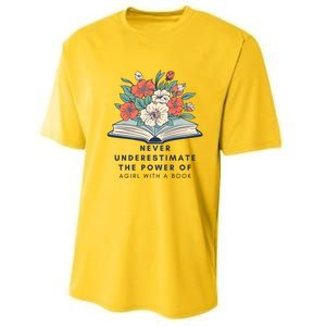 Never Underestimate The Power Of A Girl With A Book Performance Sprint T-Shirt