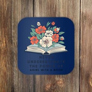 Never Underestimate The Power Of A Girl With A Book Coaster