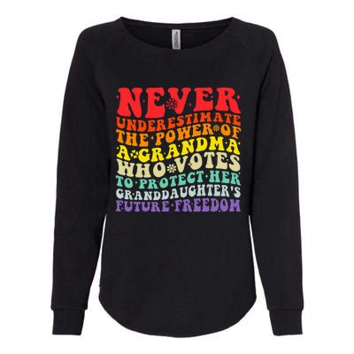 Never Underestimate The Power Of A Grandma Who Votes Groovy Womens California Wash Sweatshirt