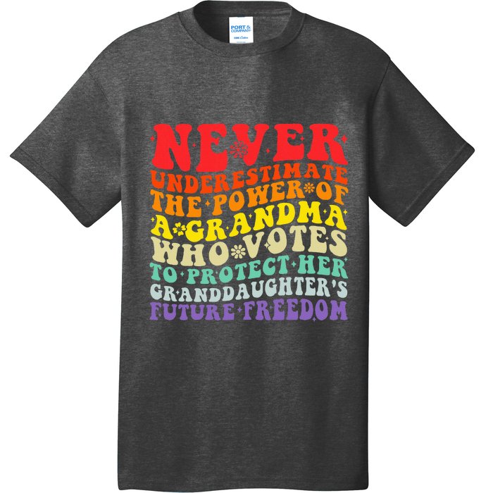 Never Underestimate The Power Of A Grandma Who Votes Groovy T-Shirt