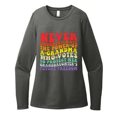 Never Underestimate The Power Of A Grandma Who Votes Groovy Womens CVC Long Sleeve Shirt