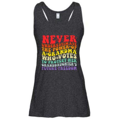 Never Underestimate The Power Of A Grandma Who Votes Groovy Ladies Essential Flowy Tank