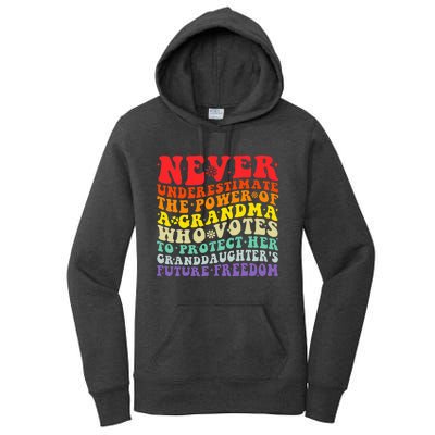 Never Underestimate The Power Of A Grandma Who Votes Groovy Women's Pullover Hoodie