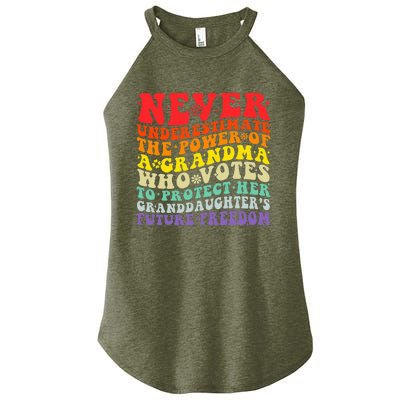 Never Underestimate The Power Of A Grandma Who Votes Groovy Women's Perfect Tri Rocker Tank