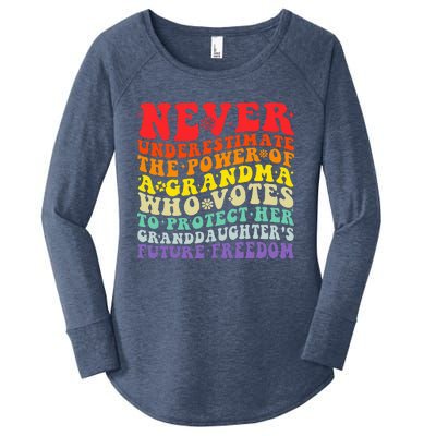 Never Underestimate The Power Of A Grandma Who Votes Groovy Women's Perfect Tri Tunic Long Sleeve Shirt