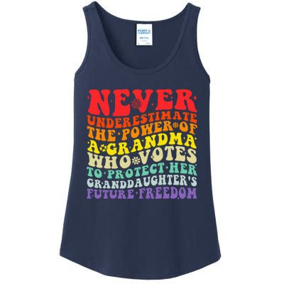 Never Underestimate The Power Of A Grandma Who Votes Groovy Ladies Essential Tank