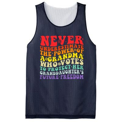 Never Underestimate The Power Of A Grandma Who Votes Groovy Mesh Reversible Basketball Jersey Tank