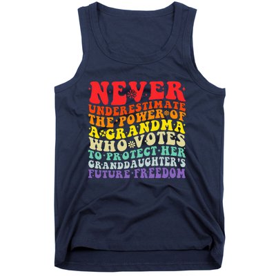 Never Underestimate The Power Of A Grandma Who Votes Groovy Tank Top