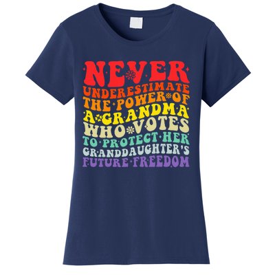 Never Underestimate The Power Of A Grandma Who Votes Groovy Women's T-Shirt