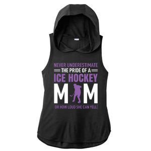 Never Underestimate The Pride Of Ice Hockey Mom Ladies PosiCharge Tri-Blend Wicking Draft Hoodie Tank