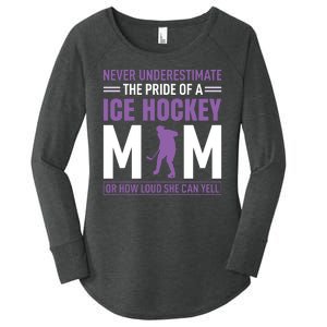 Never Underestimate The Pride Of Ice Hockey Mom Women's Perfect Tri Tunic Long Sleeve Shirt