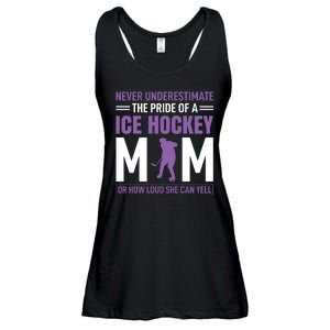 Never Underestimate The Pride Of Ice Hockey Mom Ladies Essential Flowy Tank