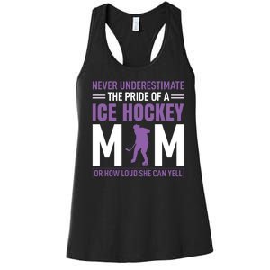 Never Underestimate The Pride Of Ice Hockey Mom Women's Racerback Tank