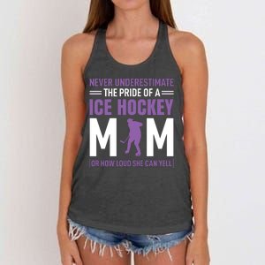 Never Underestimate The Pride Of Ice Hockey Mom Women's Knotted Racerback Tank