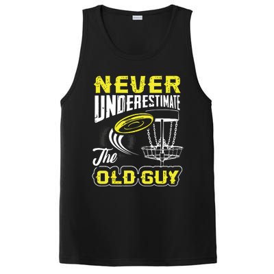 Never Underestimate The Old Guy Funny Disc Golf Frisbee Gift PosiCharge Competitor Tank