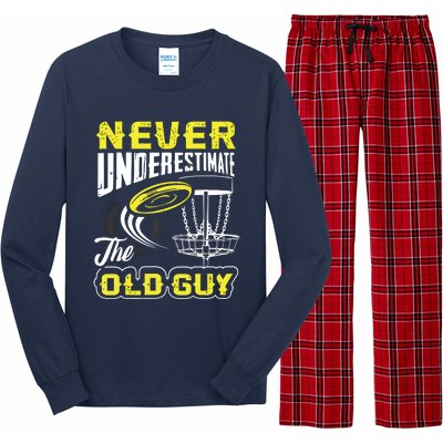 Never Underestimate The Old Guy Funny Disc Golf Frisbee Gift Long Sleeve Pajama Set