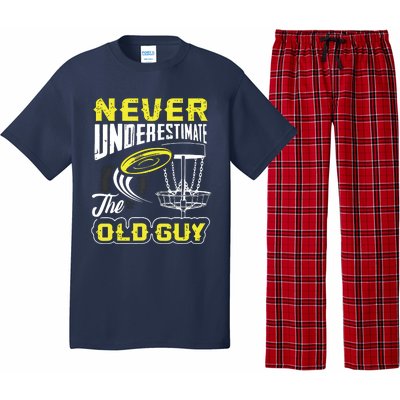 Never Underestimate The Old Guy Funny Disc Golf Frisbee Gift Pajama Set