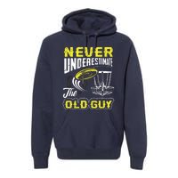 Never Underestimate The Old Guy Funny Disc Golf Frisbee Gift Premium Hoodie