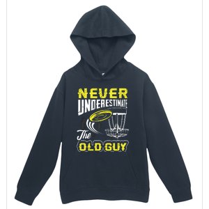 Never Underestimate The Old Guy Funny Disc Golf Frisbee Gift Urban Pullover Hoodie