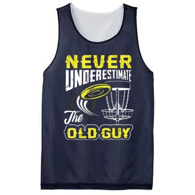 Never Underestimate The Old Guy Funny Disc Golf Frisbee Gift Mesh Reversible Basketball Jersey Tank