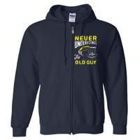 Never Underestimate The Old Guy Funny Disc Golf Frisbee Gift Full Zip Hoodie