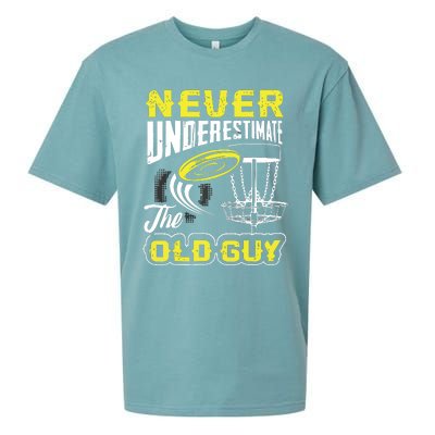 Never Underestimate The Old Guy Funny Disc Golf Frisbee Gift Sueded Cloud Jersey T-Shirt