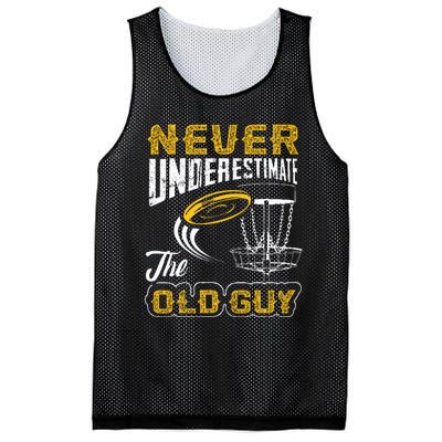 Never Underestimate The Old Guy Funny Disc Golf Frisbee Gift Mesh Reversible Basketball Jersey Tank