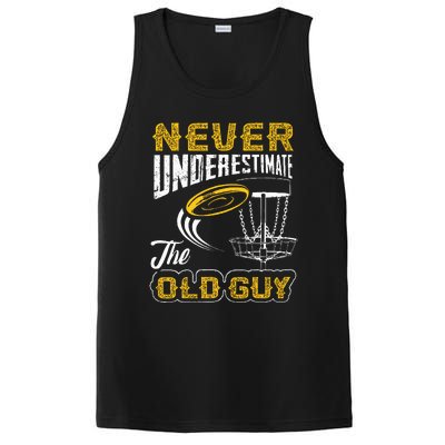 Never Underestimate The Old Guy Funny Disc Golf Frisbee Gift PosiCharge Competitor Tank