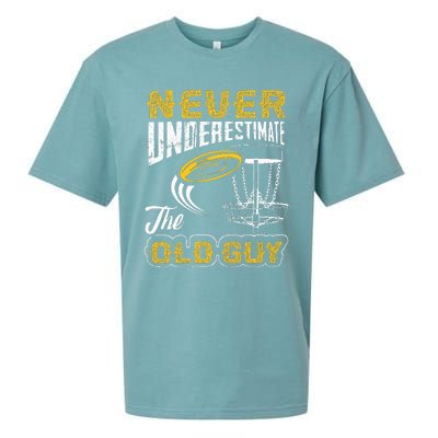 Never Underestimate The Old Guy Funny Disc Golf Frisbee Gift Sueded Cloud Jersey T-Shirt