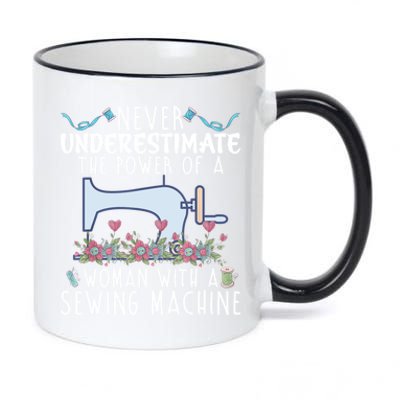 Never Underestimate The Power Of A With Sewing Machine Gift 11oz Black Color Changing Mug