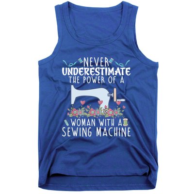 Never Underestimate The Power Of A With Sewing Machine Gift Tank Top