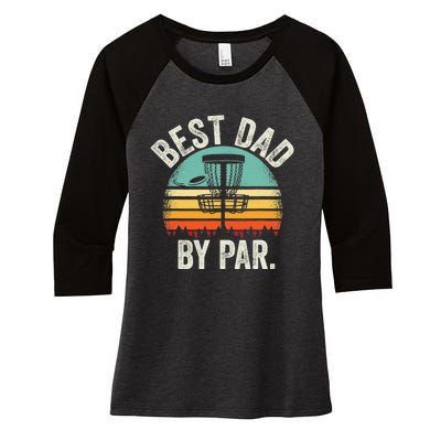 Never Underestimate The Old Guy Funny Disc Golf Dad Frisbee Women's Tri-Blend 3/4-Sleeve Raglan Shirt