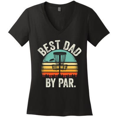 Never Underestimate The Old Guy Funny Disc Golf Dad Frisbee Women's V-Neck T-Shirt