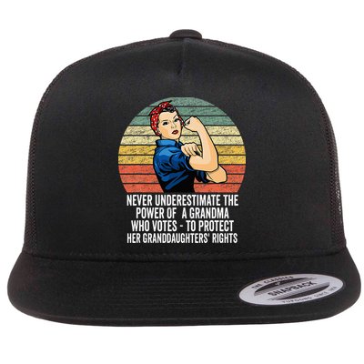 Never Underestimate The Power Of A Grandma Who Votes Flat Bill Trucker Hat