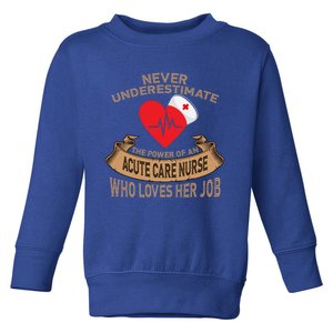 Never Underestimate The Power Of An Acute Care Nurse Funny Gift Toddler Sweatshirt