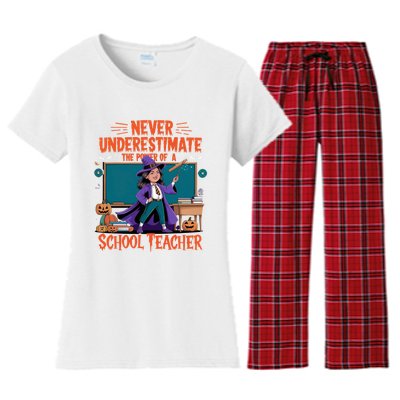 Never Underestimate The Power Of A Teacher Halloween 2024 Women's Flannel Pajama Set