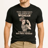 Never Underestimate The Power Of A Woman Air Force Veteran Cooling Performance Crew T-Shirt