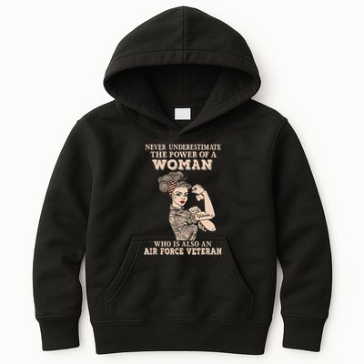 Never Underestimate The Power Of A Woman Air Force Veteran Kids Hoodie