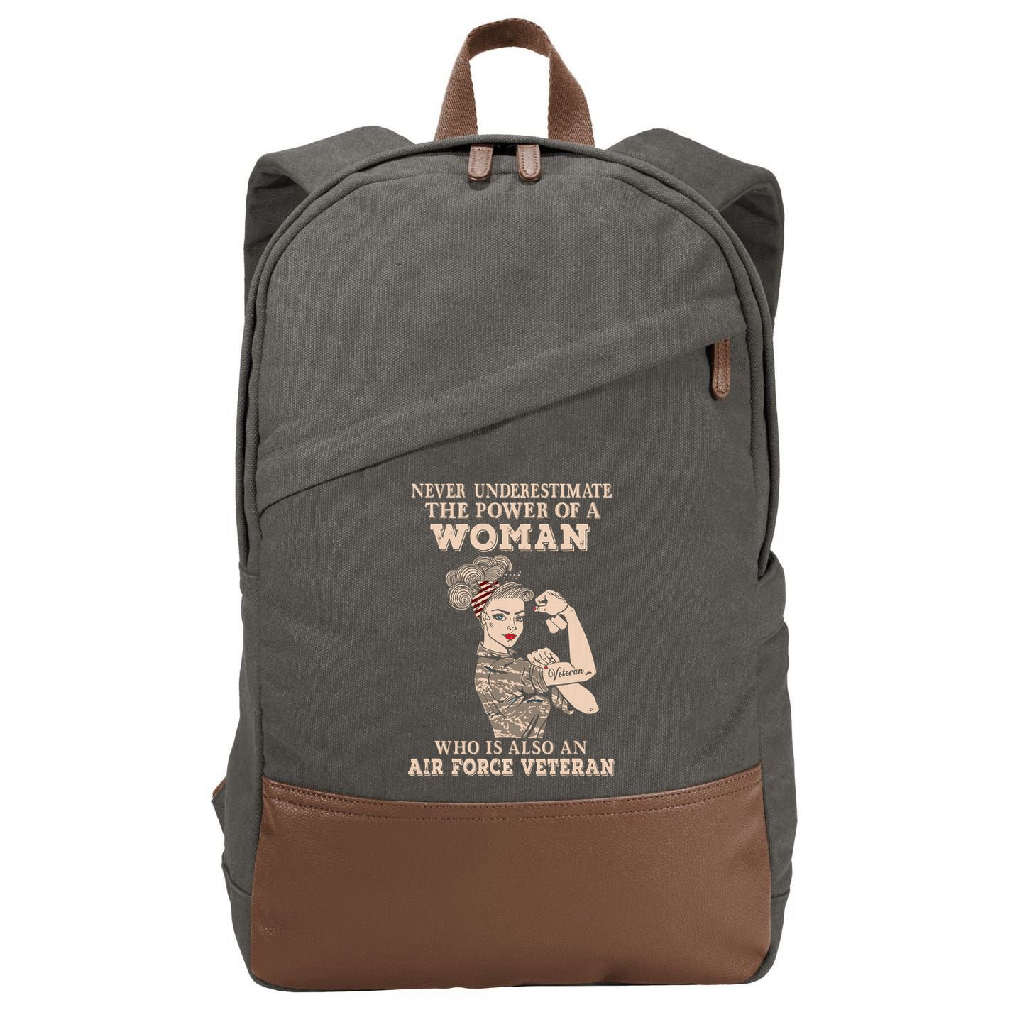 Never Underestimate The Power Of A Woman Air Force Veteran Cotton Canvas Backpack