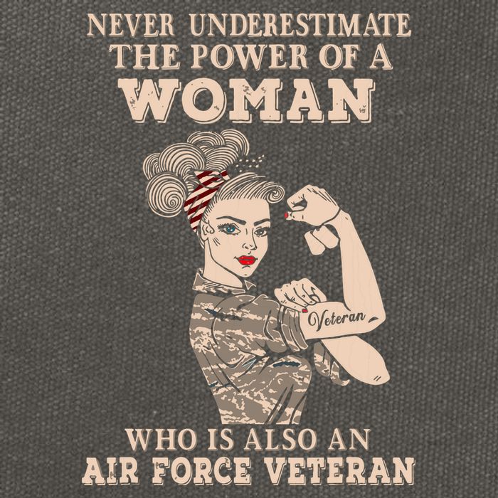 Never Underestimate The Power Of A Woman Air Force Veteran Cotton Canvas Backpack