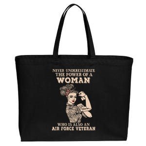 Never Underestimate The Power Of A Woman Air Force Veteran Cotton Canvas Jumbo Tote