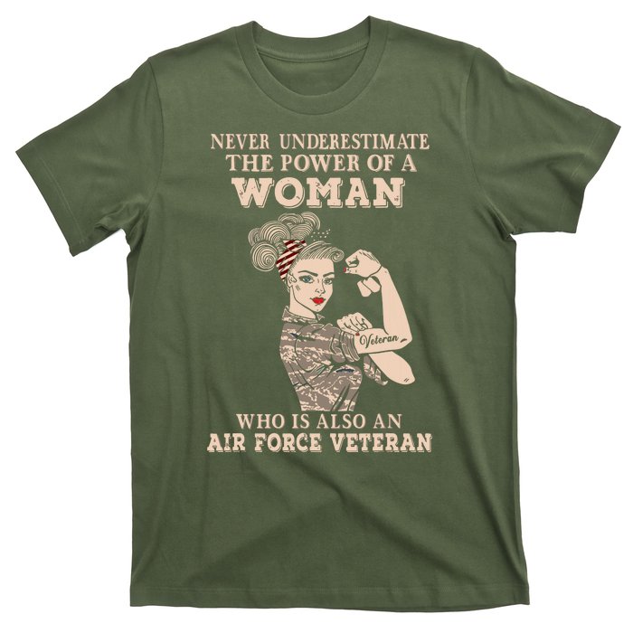 Never Underestimate The Power Of A Woman Air Force Veteran T-Shirt