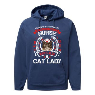 Never Underestimate The Tenacious Power Of A Nurse Gift Performance Fleece Hoodie