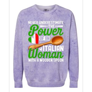 Never Underestimate The Power Of An Italian Woman Colorblast Crewneck Sweatshirt