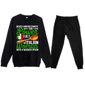 Never Underestimate The Power Of An Italian Woman Premium Crewneck Sweatsuit Set